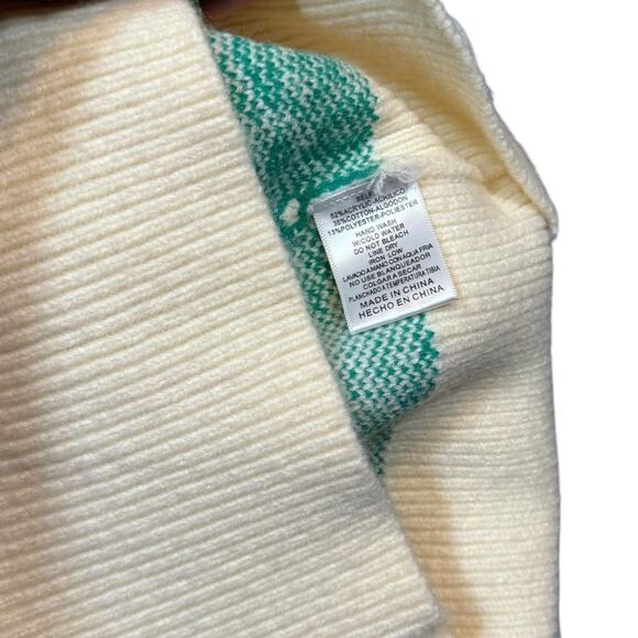 &merci Green and Beige Mock-Neck Flower Sweater - Size S - Picture 7 of 9